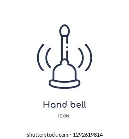 Linear hand bell icon from Education outline collection. Thin line hand bell icon vector isolated on white background. hand bell trendy illustration
