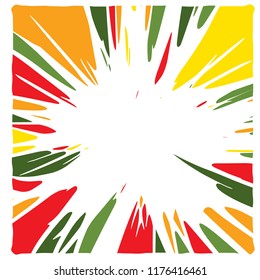 Linear Hand Drawing Curved Light Rays, Sunburst and Rays of Sun, Color Ink Blots Speech Clouds, Comic Speech Bubble, Cartoon, Sale Blots, Splashes Labels