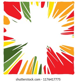 Linear Hand Drawing Curved Light Rays, Sunburst and Rays of Sun, Color Ink Blots Speech Clouds, Comic Speech Bubble, Cartoon, Sale Blots, Splashes Labels