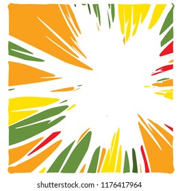 Linear Hand Drawing Curved Light Rays, Sunburst and Rays of Sun, Color Ink Blots Speech Clouds, Comic Speech Bubble, Cartoon, Sale Blots, Splashes Labels
