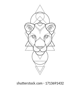 Linear Hand Drawing Head Panther Geometric Stock Vector (Royalty Free ...