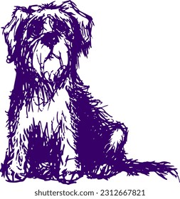 linear hand drawn cute cartoon dog