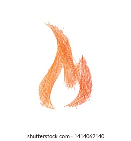 Linear Hand drawn fire flame campfire, editable stroke. Vector illustration isolated on white background.