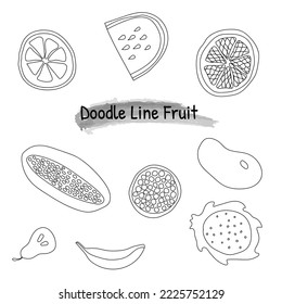 Frutos dibujados a mano lineal al estilo de doodle