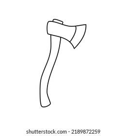 Linear hand drawn illustration. Axe isolated on white background