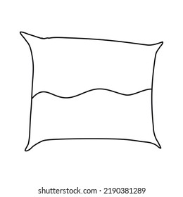 Linear hand drawn illustration. Pillow isolated on white background