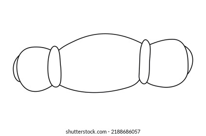 Linear hand drawn illustration. Sleeping bag isolated on white background