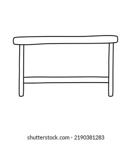 Linear hand drawn illustration. Table isolated on white background