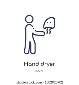 Linear hand dryer icon from Hygiene outline collection. Thin line hand dryer icon isolated on white background. hand dryer trendy illustration