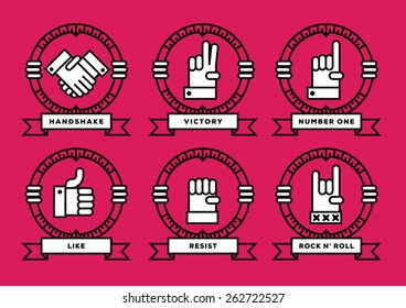 Linear Hand Figures Vector Icon Design