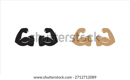 Linear Hand icon set, strong arm of an athlete, Muscle icon, biceps icon, Bodybuilding and fitness concept.