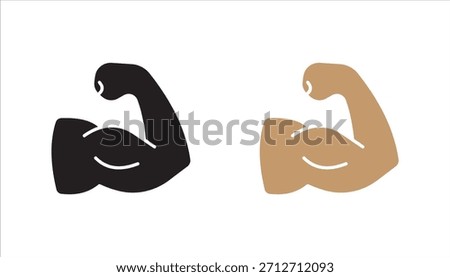 Linear Hand icon set, strong arm of an athlete, Muscle icon, biceps icon, Bodybuilding and fitness concept.