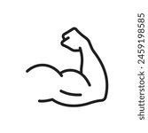 Linear Hand icon, strong arm of an athlete, Muscle icon, biceps icon, Bodybuilding and fitness concept.