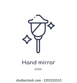 Linear hand mirror icon from Beauty outline collection. Thin line hand mirror vector isolated on white background. 