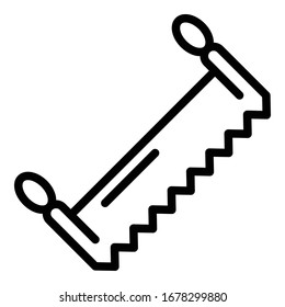 Linear hand saw icon. Outline linear hand saw vector icon for web design isolated on white background