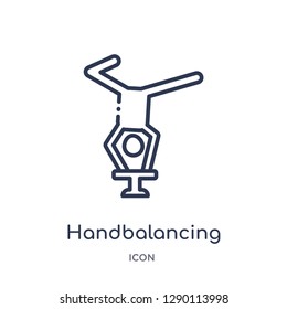 Linear handbalancing icon from Circus outline collection. Thin line handbalancing vector isolated on white background. handbalancing trendy illustration