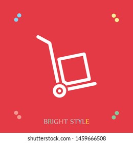 A linear handcart with a box vector icon in modern style. Black image for your web - site design and mobile apps. Boxing vector illustration.