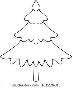 Linear Handdrawn Christmas Tree Drawing Coloring Stock Vector (Royalty ...