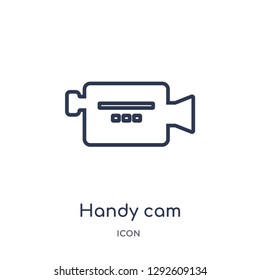 Linear handy cam icon from Electronic stuff fill outline collection. Thin line handy cam icon vector isolated on white background. handy cam trendy illustration