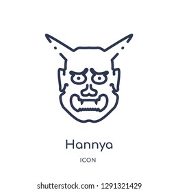 Linear hannya icon from Asian outline collection. Thin line hannya vector isolated on white background. 