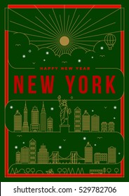 Linear Happy New Year New York Poster Design