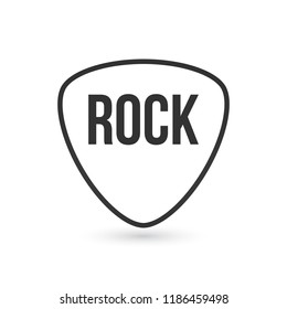 Linear Hard Rock badge or Label. guitar pick mediator. For hard rock music band festival party signage, prints and stamps. vector illustration.