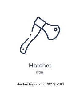 Linear hatchet icon from Camping outline collection. Thin line hatchet vector isolated on white background. hatchet trendy illustration