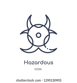 Linear hazardous icon from Chemistry outline collection. Thin line hazardous vector isolated on white background. hazardous trendy illustration