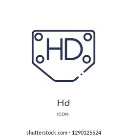 Linear hd icon from Cinema outline collection. Thin line hd vector isolated on white background. hd trendy illustration
