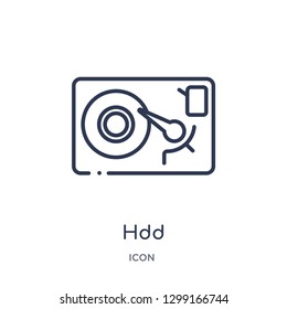 Linear hdd icon from Internet security outline collection. Thin line hdd icon isolated on white background. hdd trendy illustration