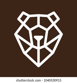 linear head of bear on brown background. lowpoly. Animal symbols. vector icon.