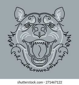 Linear head of dog. Graphic icon. Tribal style