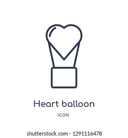 Linear heart balloon icon from Birthday party outline collection. Thin line heart balloon vector isolated on white background. heart balloon trendy illustration