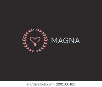 Linear heart emblem. Flat medical social logo. Vector illustration.