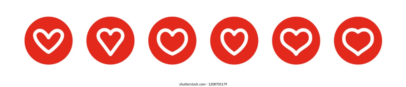 Linear heart icon inside a circle, vector collection, love symbol.
