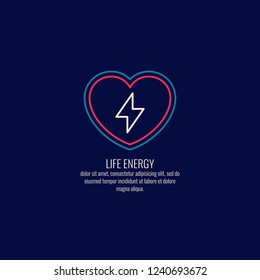 Linear heart icon on dark background.