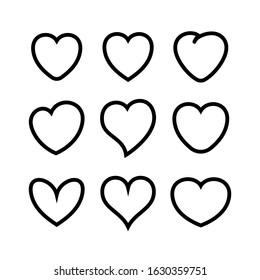 linear heart icon set vector design. love icon set vector illustration