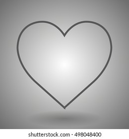 linear heart icon vector illustration on gray background.