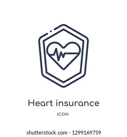 Linear heart insurance icon from Insurance outline collection. Thin line heart insurance icon isolated on white background. heart insurance trendy illustration