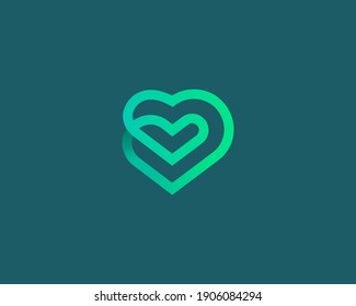 Linear heart loop vector icon logo design. Valentines day, medical, health vector sign logotype.