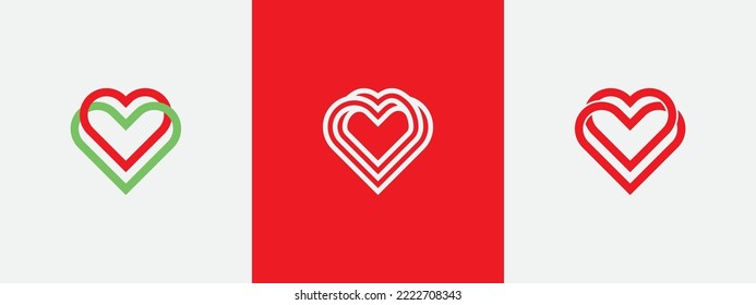 Linear Heart Love Logo Bundle Set Concept symbol icon sign Design Element. Health Care, Cosmetics, Spa, valentine's, Medical Logotype. Vector illustration template
