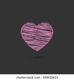 linear heart rose glitter icon, logo, symbol of love on a black background. use in decoration, design, emblem. vector illustration.