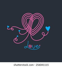 linear heart with swirls decorative design