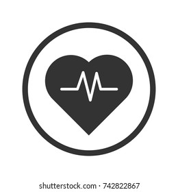 Linear Heartbeat icon, iconic symbol inside a circle, on white background. Vector Iconic Design.