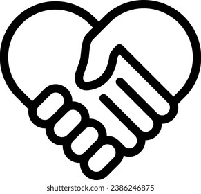 Linear heart-shaped handshake icon as a concept of relationship