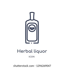 Linear herbal liquor icon from Drinks outline collection. Thin line herbal liquor icon vector isolated on white background. herbal liquor trendy illustration