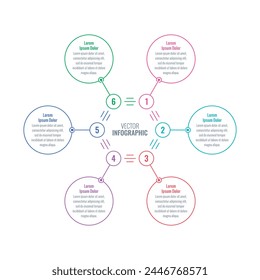 linear hexagon infographic template. six step briefing template. annual report, informational template for magazine. Infographic template for industry, healthcare, energy, business, technology