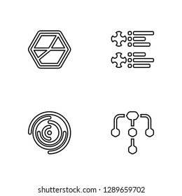 Linear Hexagon, Pie chart, Infographic, Diagram Vector Illustration Of 4 outline Icons. Editable Pack Of Hexagon, Pie chart, Infographic, Diagram