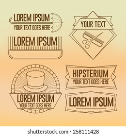 Linear Hipster badges,logos and banners on blurry background