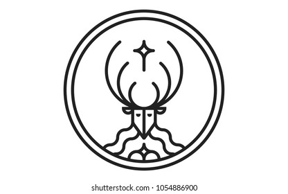 Linear hipster deer logo with cross